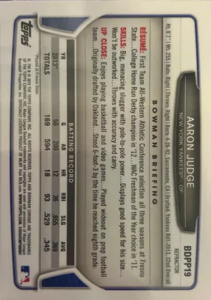 2013 Aaron Judge Bowman Chrome RC back